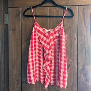 Cute CAbi red and white ruffle shirt